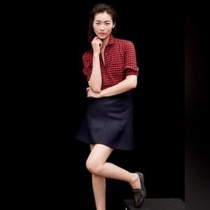 J. Crew Women’s Button Front Mini Buffalo Plaid Shirt Red Size 0